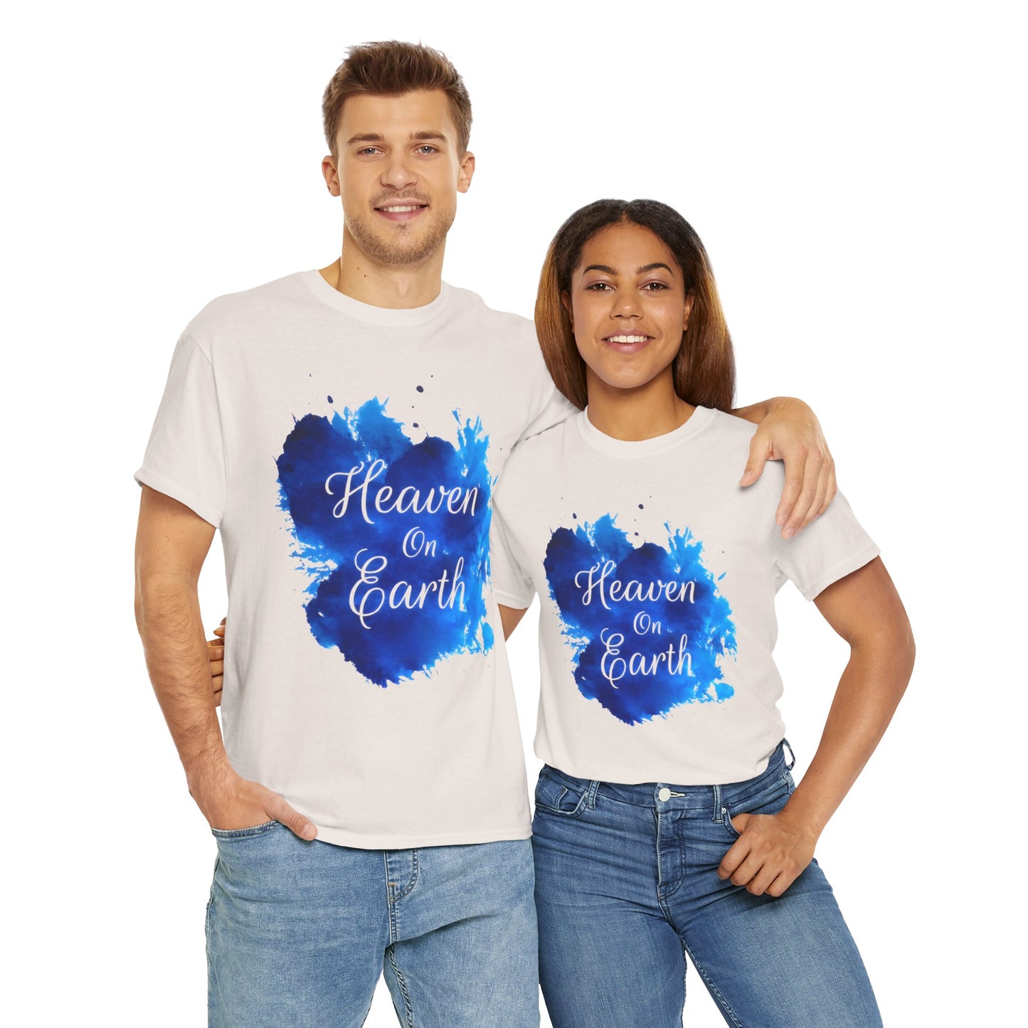 "Heaven on Earth" Unisex Heavy Cotton Tee - Relaxed Fit Graphic T-Shirt