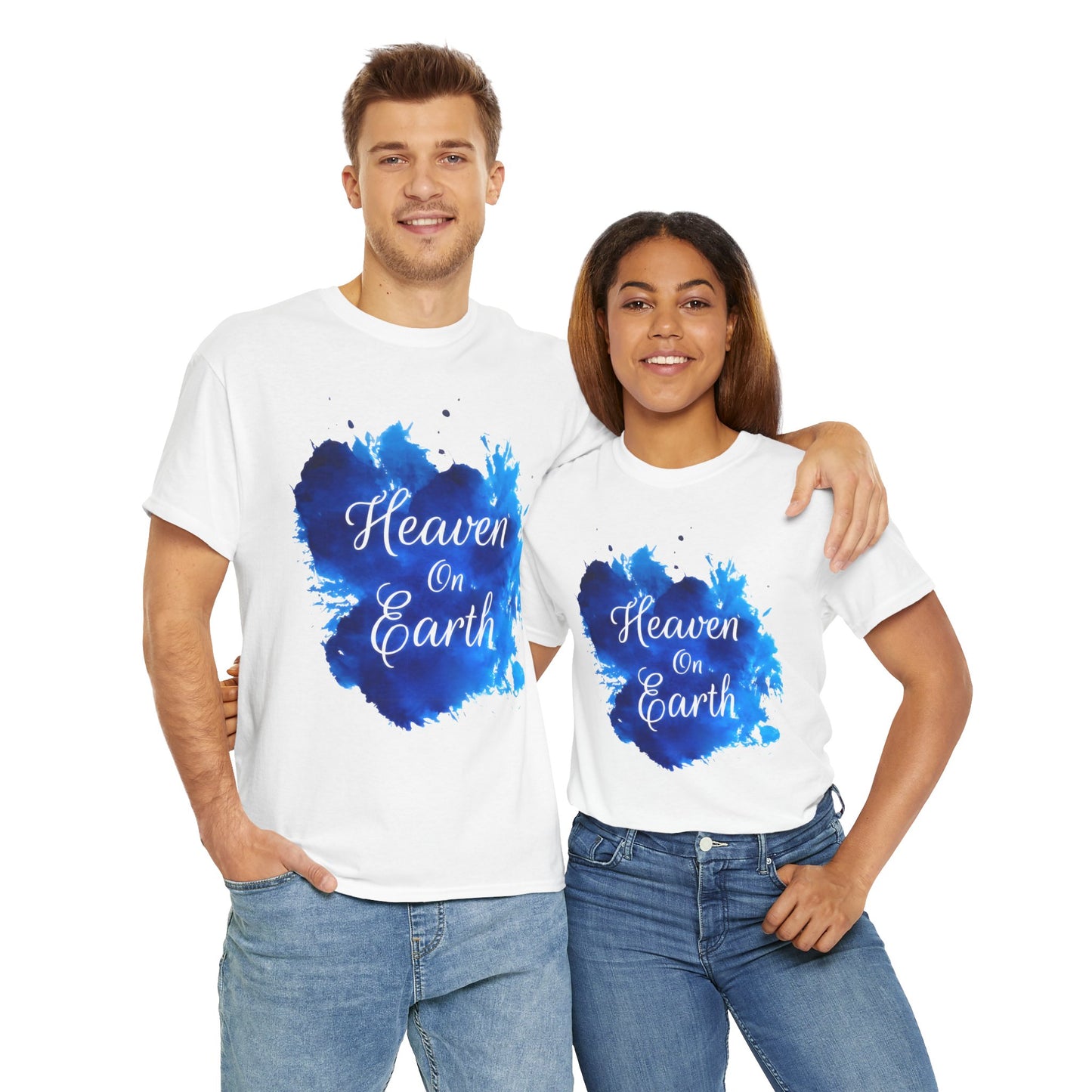 "Heaven on Earth" Unisex Heavy Cotton Tee - Relaxed Fit Graphic T-Shirt
