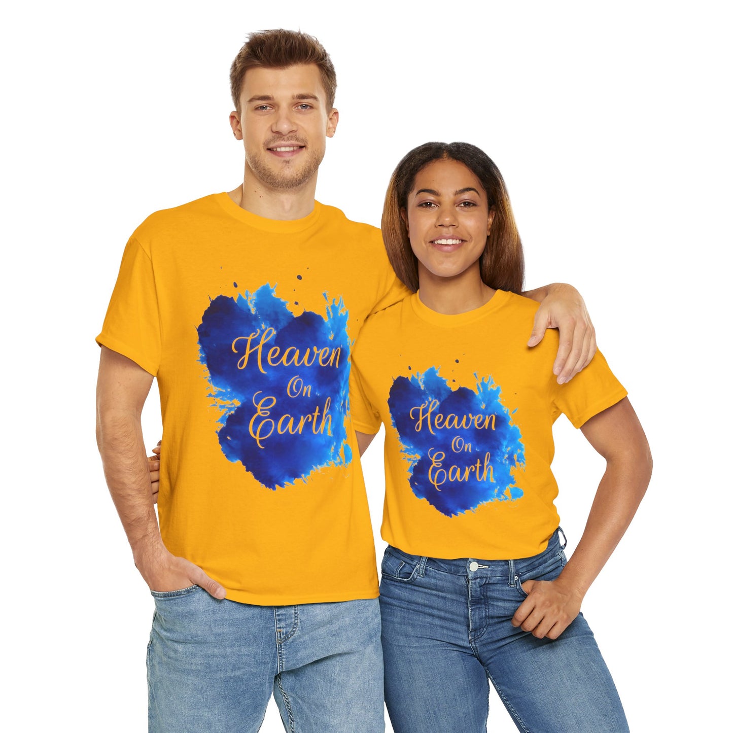 "Heaven on Earth" Unisex Heavy Cotton Tee - Relaxed Fit Graphic T-Shirt