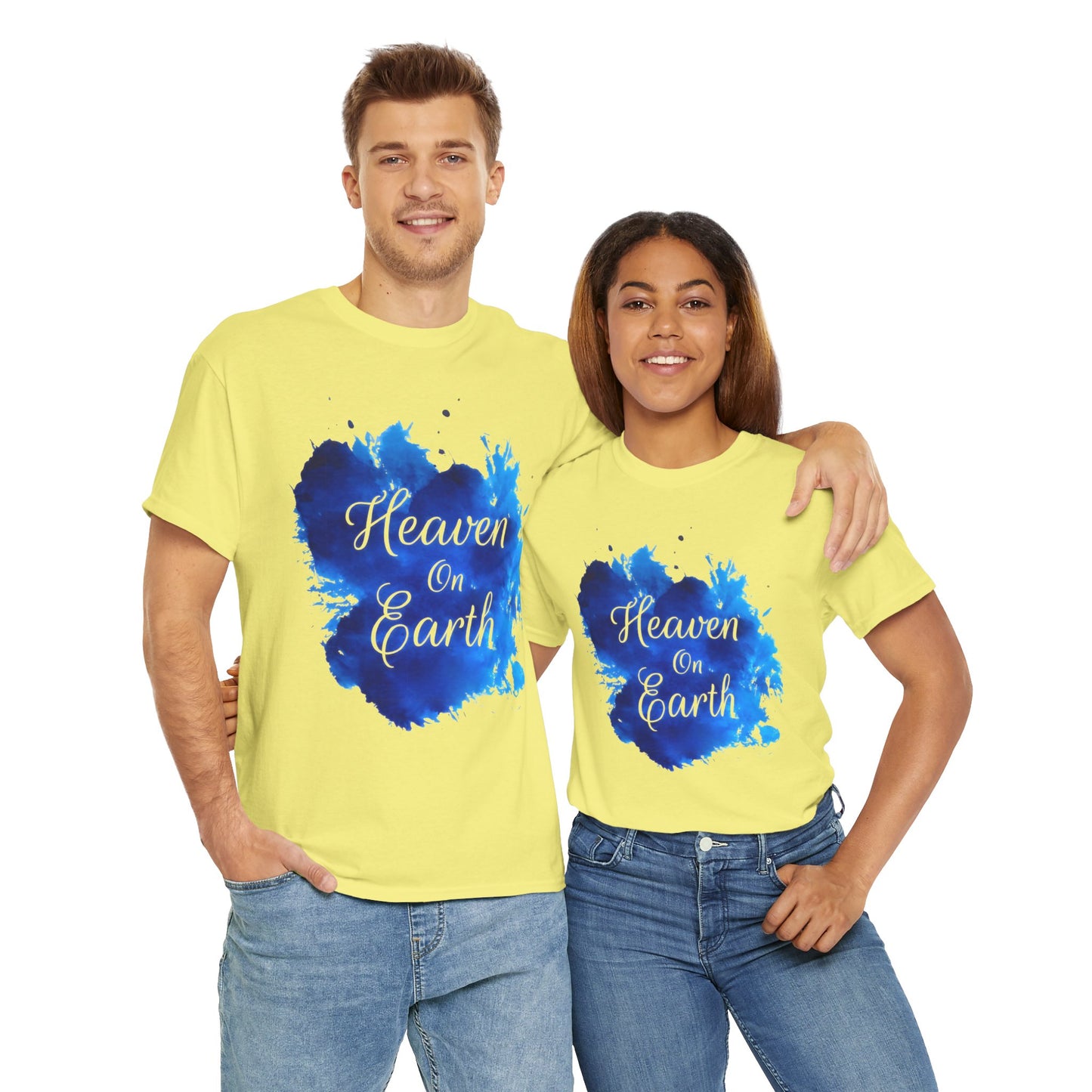 "Heaven on Earth" Unisex Heavy Cotton Tee - Relaxed Fit Graphic T-Shirt