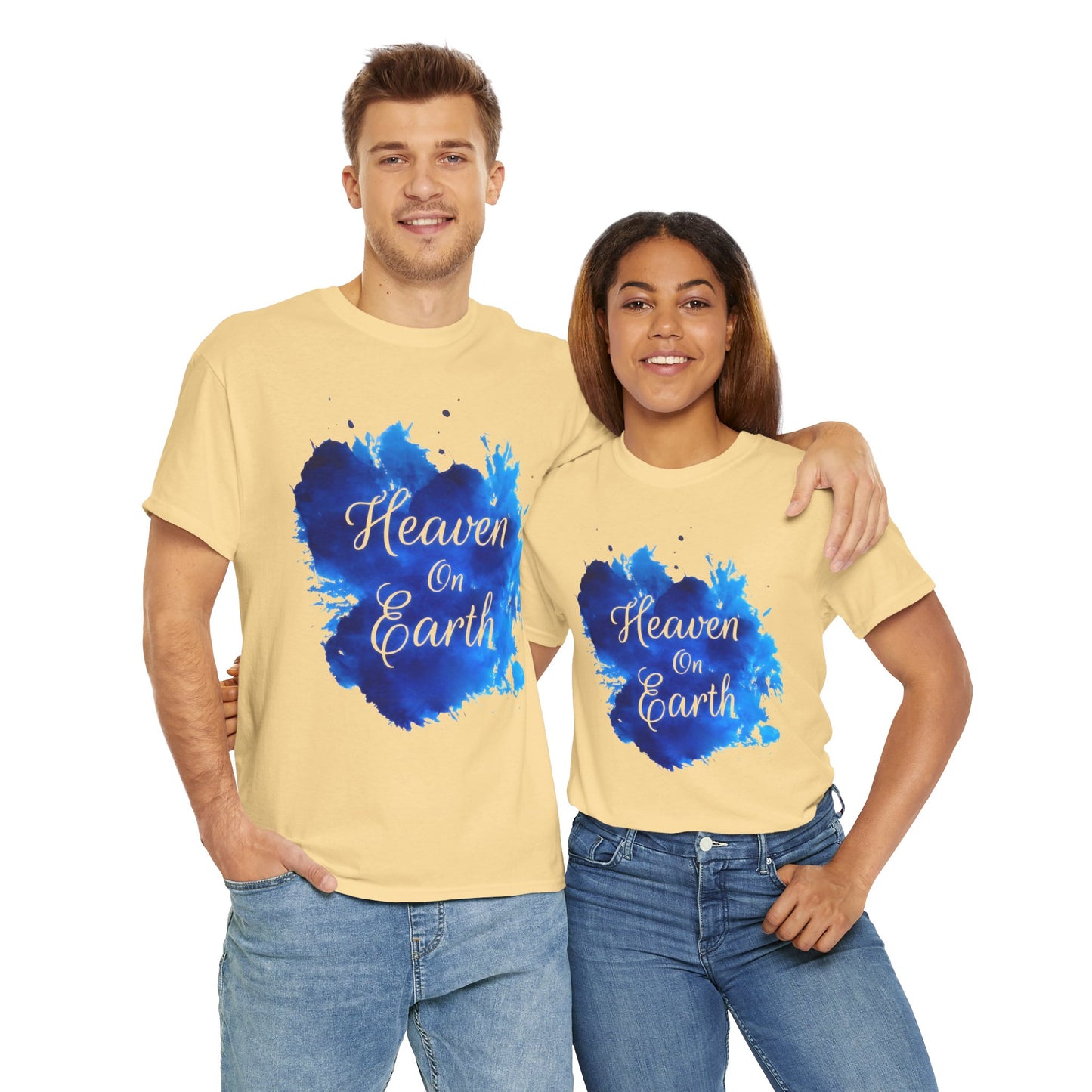 "Heaven on Earth" Unisex Heavy Cotton Tee - Relaxed Fit Graphic T-Shirt