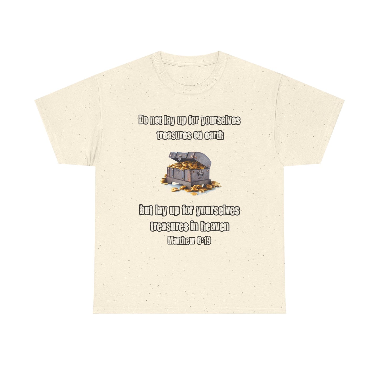 'Treasures in Heaven' Design, Perfect for Faith-Based Gifts- Inspirational Unisex Heavy Cotton Tee