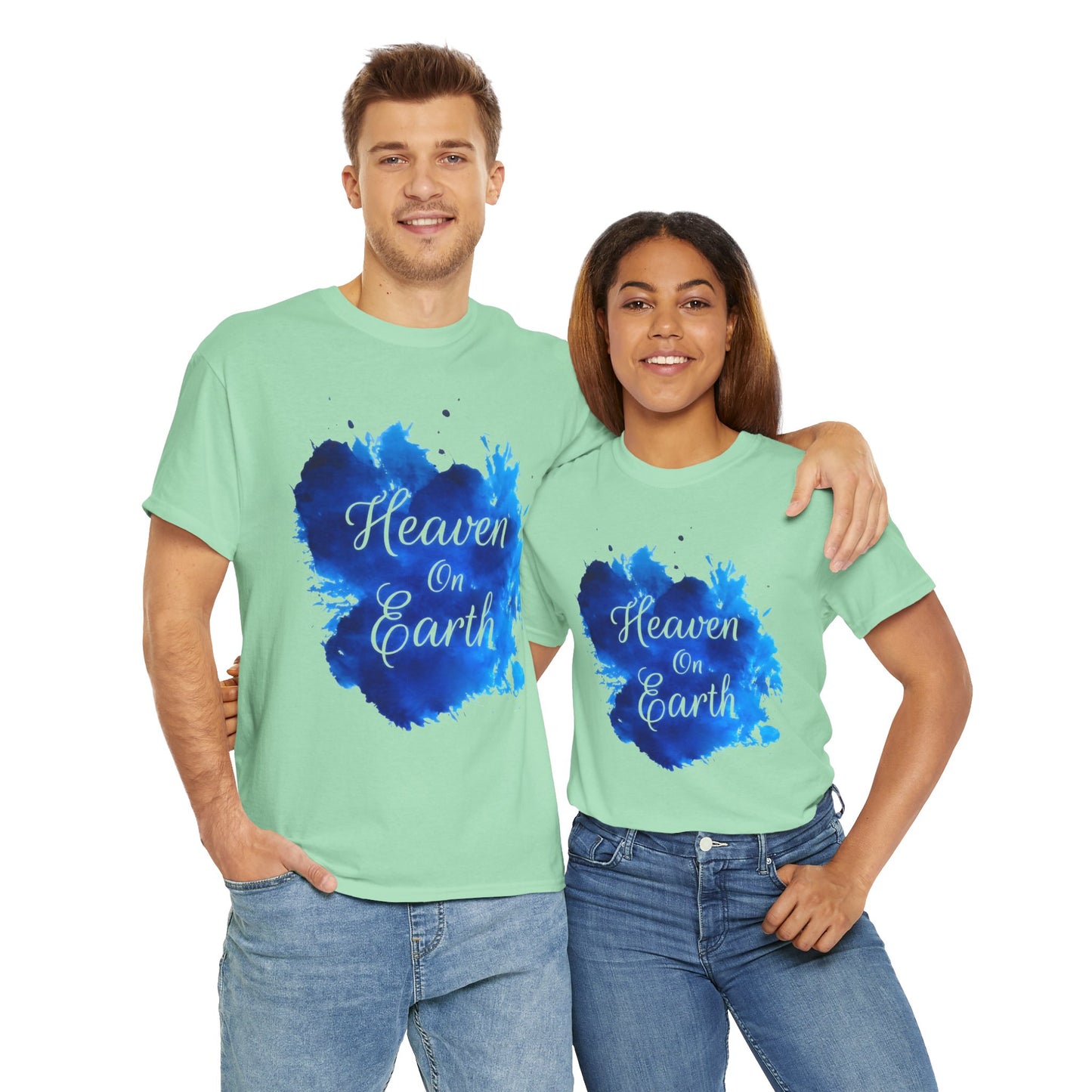 "Heaven on Earth" Unisex Heavy Cotton Tee - Relaxed Fit Graphic T-Shirt