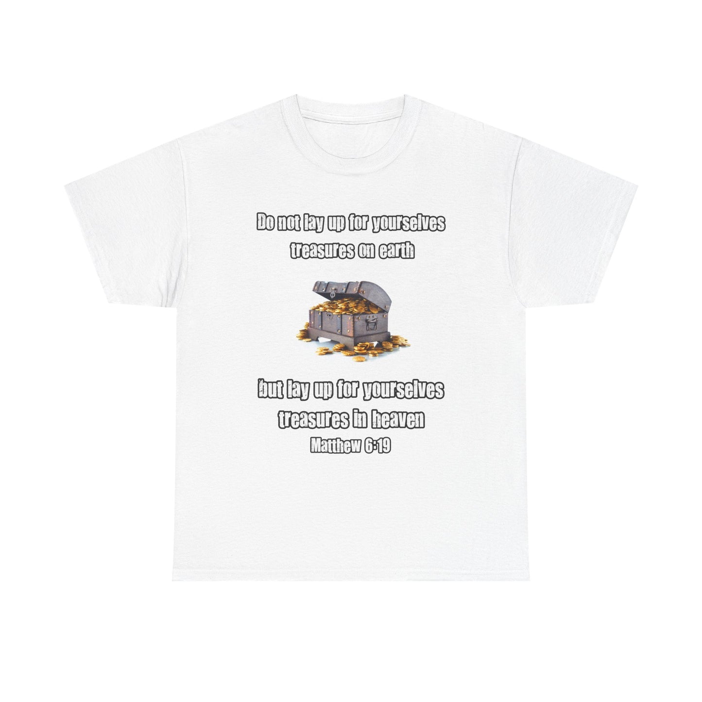 'Treasures in Heaven' Design, Perfect for Faith-Based Gifts- Inspirational Unisex Heavy Cotton Tee