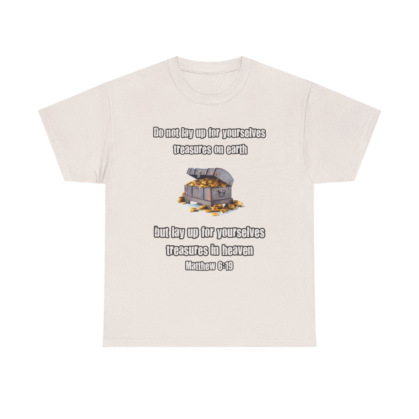 'Treasures in Heaven' Design, Perfect for Faith-Based Gifts- Inspirational Unisex Heavy Cotton Tee